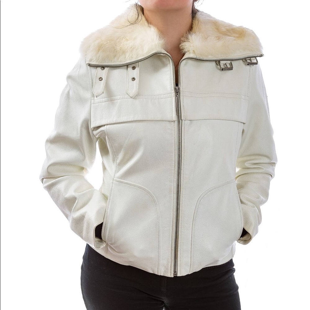 White leather & fur jacket